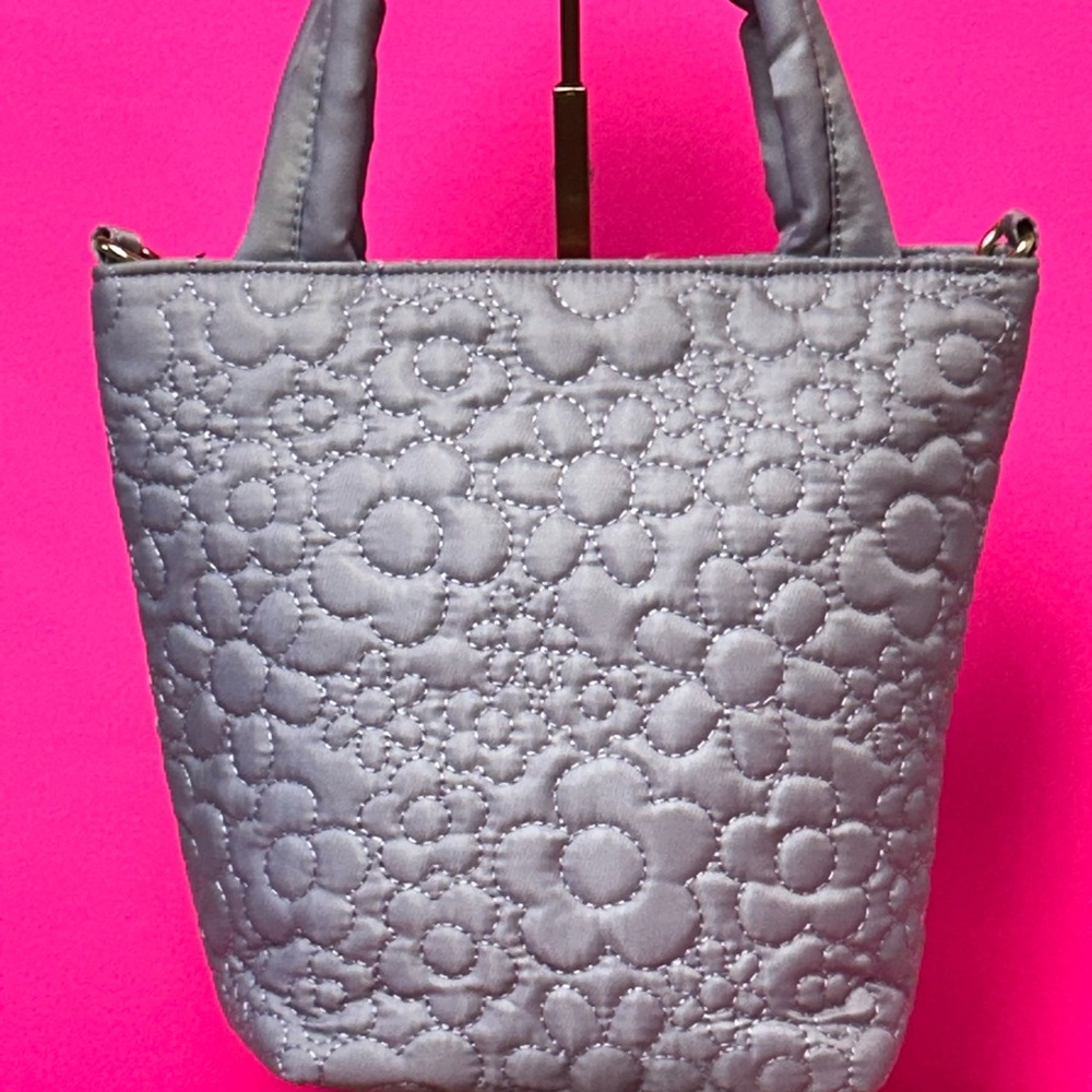NWT! Betsy Johnson Lavender Quilted Nylon Plaid Handle Crossbody Satchel Bag NWT - Picture 3 of 15